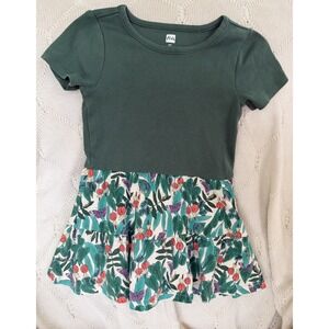 TEA COLLECTION Green Toddler Cotton Dress Jungle Botanical Size 2T Short Sleeves